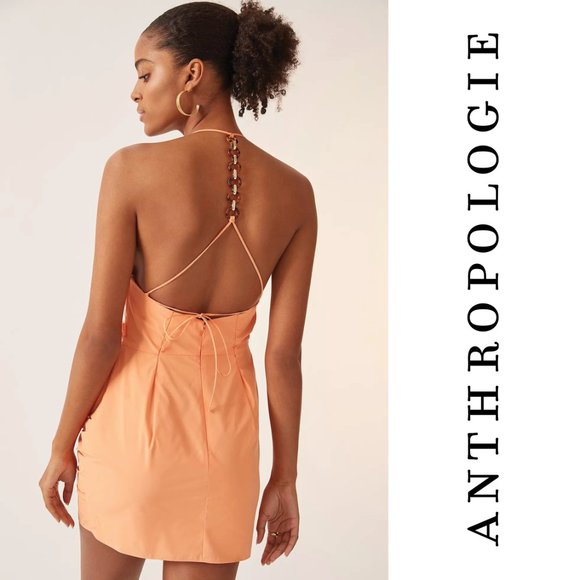 BRAND NEW Amanda Uprichard Chain Mini Dress in Bright Coral Orange Sz L - Picture 4 of 5